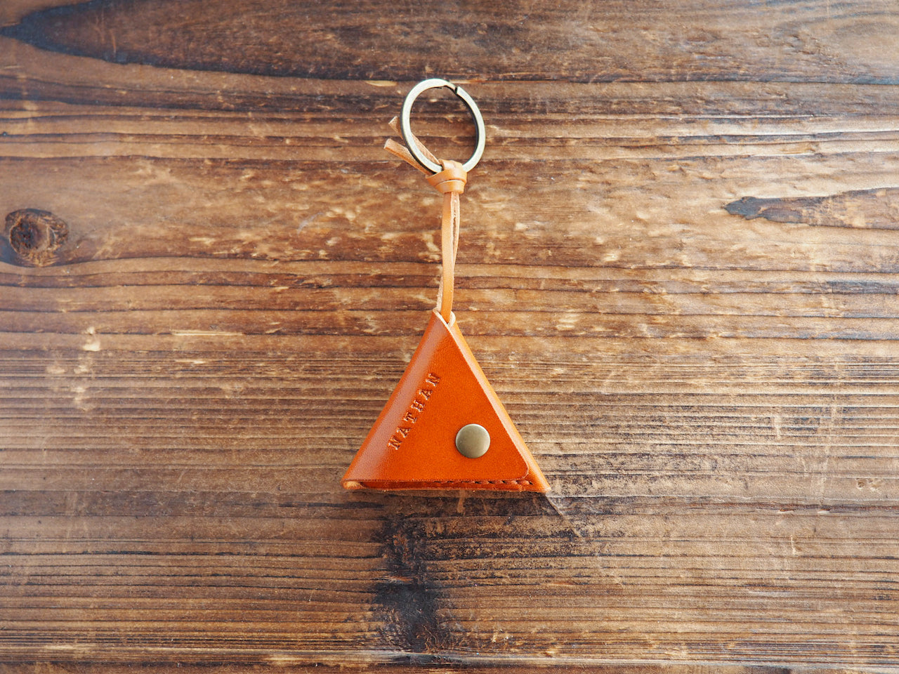Personalized Leather Folded Guitar Pick Holder Keychain #Honey Brown | Handmade Leather Goods | Personalized Gifts | ES Corner