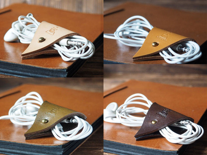 Life Dream Handmade Leather Cord Holder Holiday Gift Set Natural Nude Light Brown Olive Green Dark Brown | ES Corner