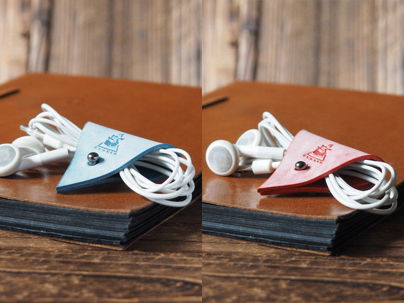 Life Love Handmade Leather Cord Holder Holiday Gift Set Blue Red Coated with Wax | ES Corner