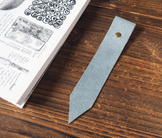 ES Corner Handmade Leather Bookmarks with Read Me Bookmark Blue Grey