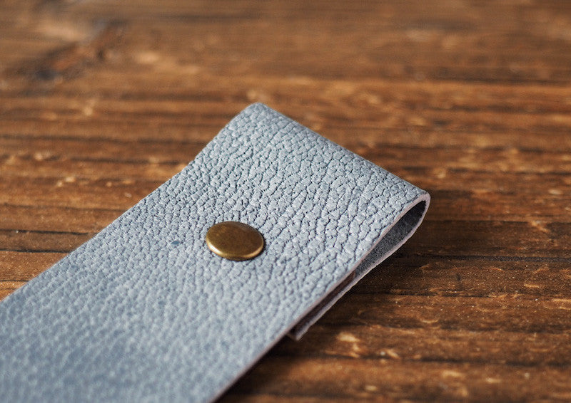 ES Corner Handmade Leather Bookmarks Blue Grey Engraved with READ ME