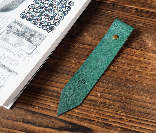 ES Corner Handmade Leather Bookmarks with Read Me Bookmark Dark Green
