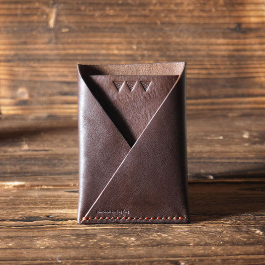 ES Corner Leather Folded Card Wallet Slim Card Wallet Travel wallet Credit card holder Brown