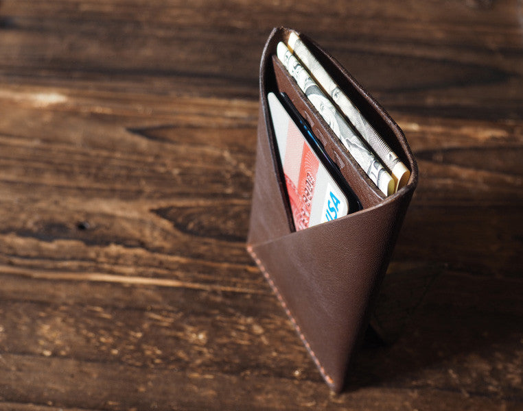 ES Corner Leather Folded Card Wallet Slim Card Wallet Travel wallet with cash and credit card