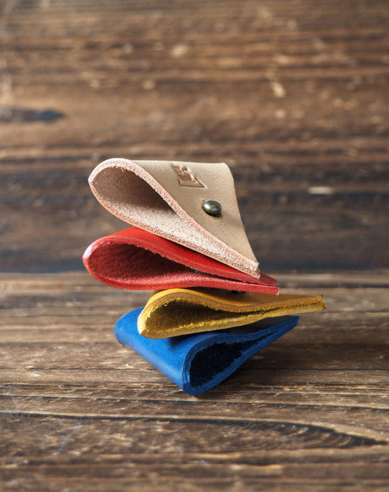 ES Corner Leather Cord Holder Headphones keeper natural nude red yellow blue colors