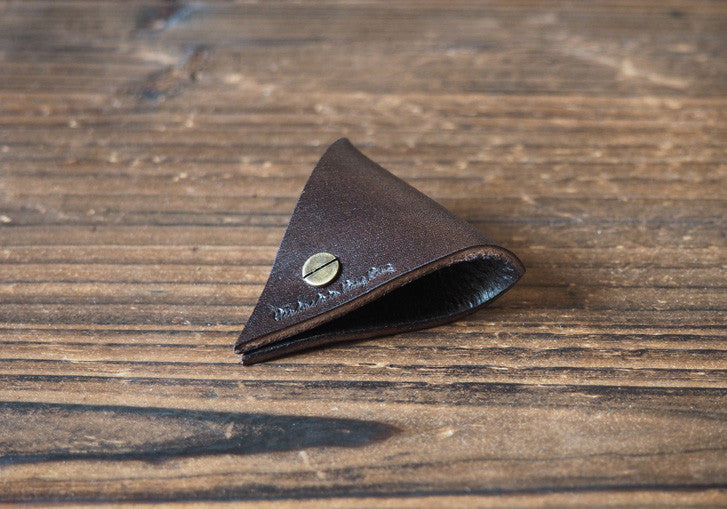 ES Corner Leather Cord Holder Cord Organizer Earphone Cord keeper Dark Brown Back