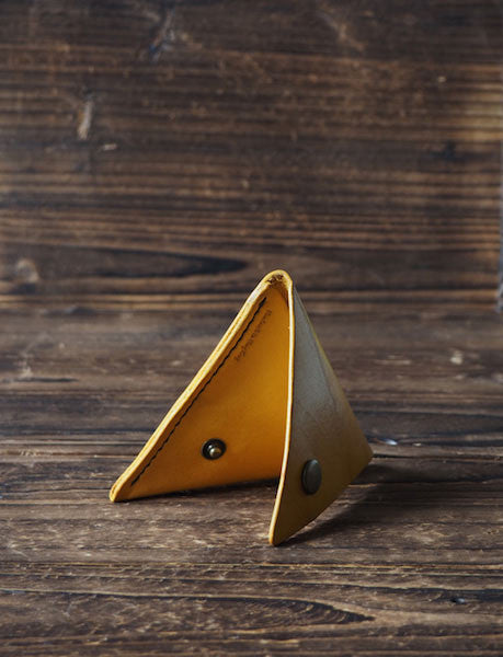 Leather Triangle Coin Purse #yellow Art photo | ES Corner