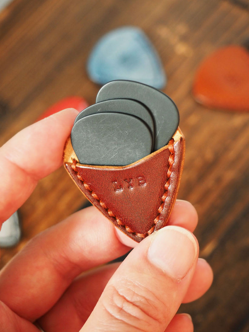 Personalized Teardrop Guitar Pick Holder #Whiskey Brown | Handmade Leather Goods | Personalized Gifts | ES Corner