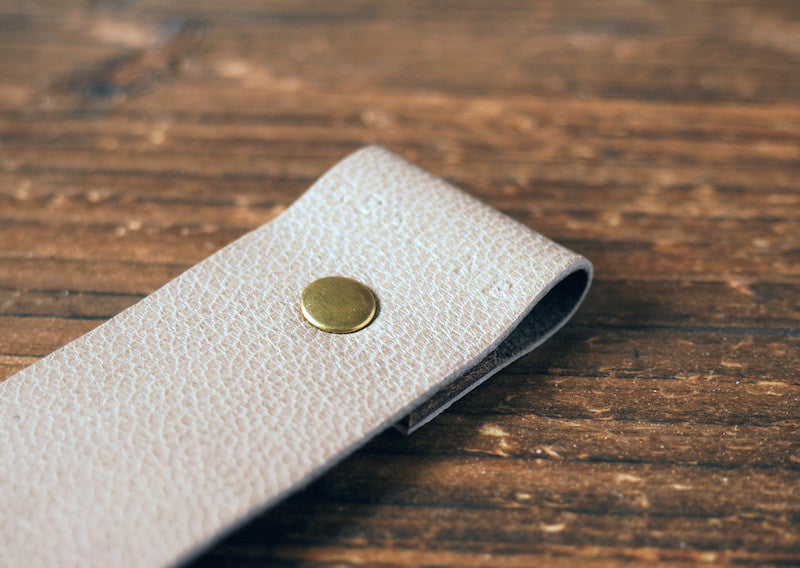 ES Corner Handmade Japan Goat skin Leather Bookmarks Dim Grey Metal Stud