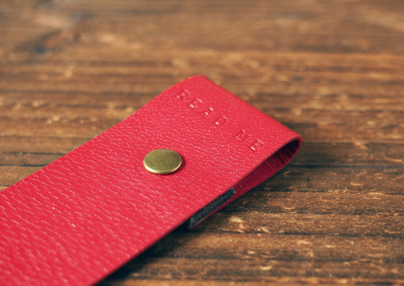 ES Corner Handmade Goat Skin Leather Red Bookmarks with metal stud