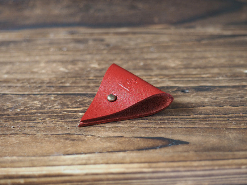 ES Corner Leather Cord Holder Cord Organizer Cord keeper Red Front