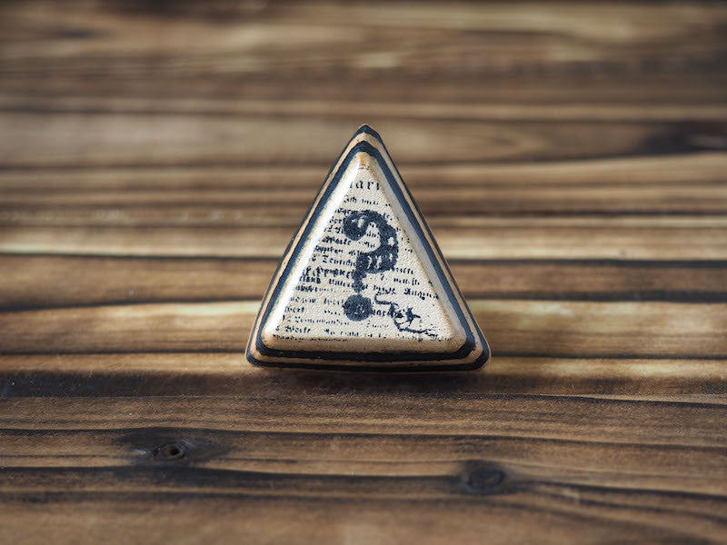 ES Corner Handmade Vegetable tanned Leather Hand Stamped Question Mark Triangle Ring