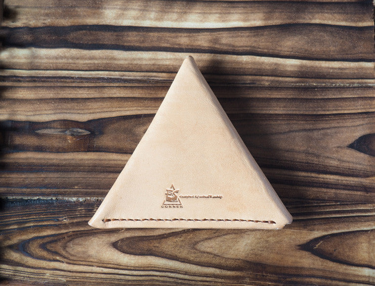 Leather Triangle Coin Purse #Natural Nude | Back | ES Corner