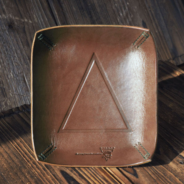 ES Corner Handmade Leather Valet Tray Desk tray Stash Tray Coin tray Daily catchall home decor Brown Personalized