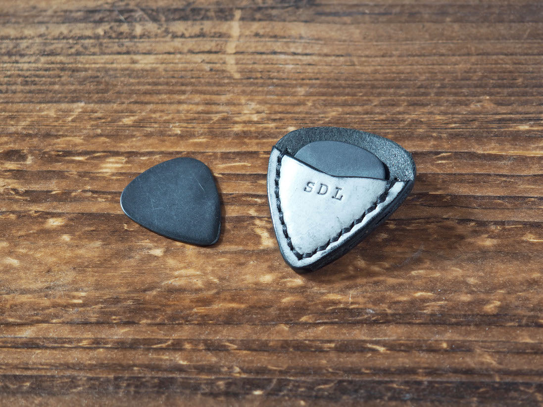 Personalized Teardrop Guitar Pick Holder #Ghost Black | Handmade Leather Goods | Personalized Gifts | ES Corner