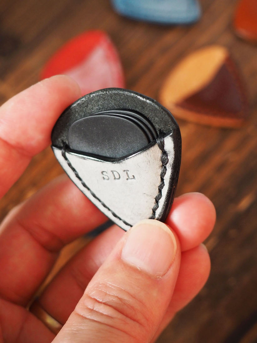 Personalized Teardrop Guitar Pick Holder #Ghost Black | Handmade Leather Goods | Personalized Gifts | ES Corner