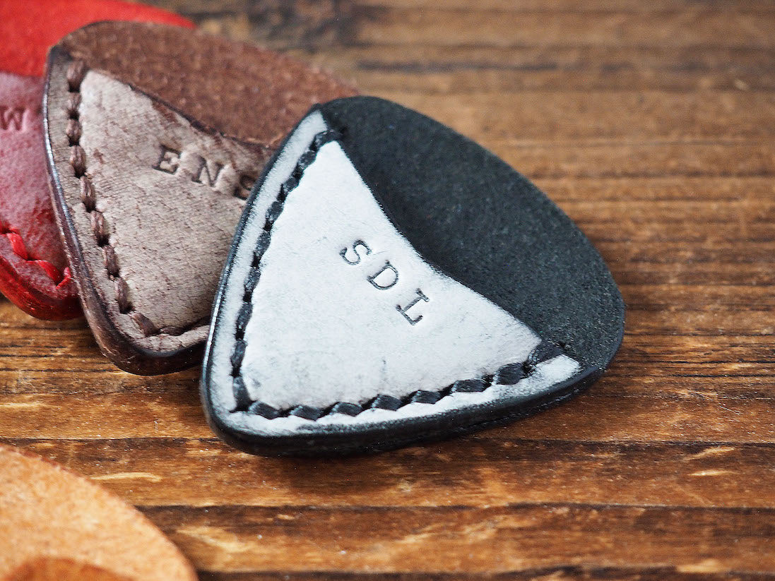 Personalized Teardrop Guitar Pick Holder #Ghost Black | Handmade Leather Goods | Personalized Gifts | ES Corner