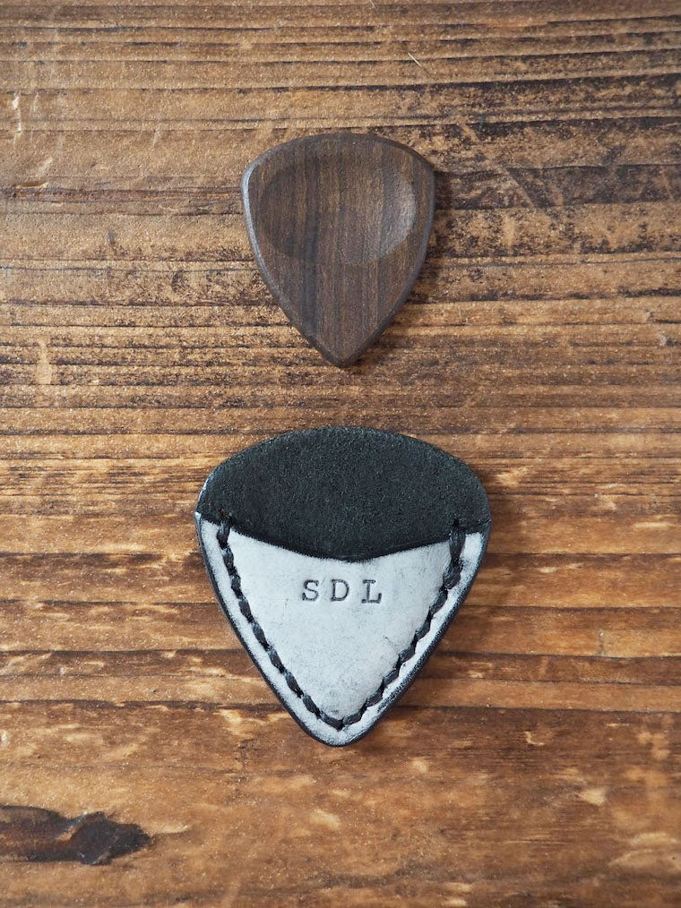 Personalized Teardrop Guitar Pick Holder #Ghost Black | Handmade Leather Goods | Personalized Gifts | ES Corner