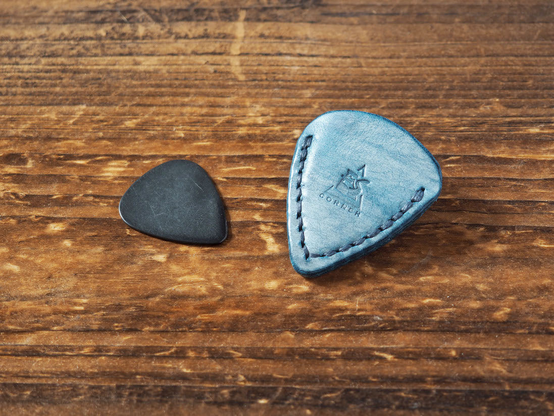 Personalized Teardrop Guitar Pick Holder #Ghost Blue | Handmade Leather Goods | Personalized Gifts | ES Corner