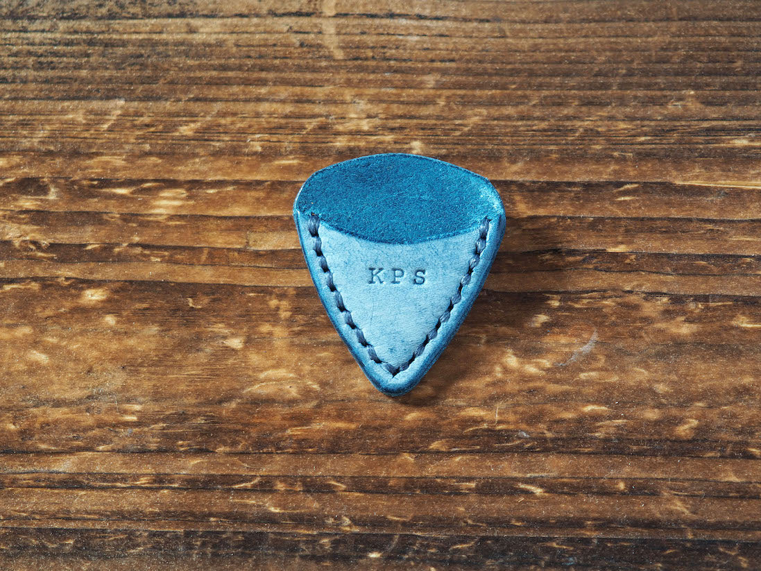 Personalized Teardrop Guitar Pick Holder #Ghost Blue | Handmade Leather Goods | Personalized Gifts | ES Corner