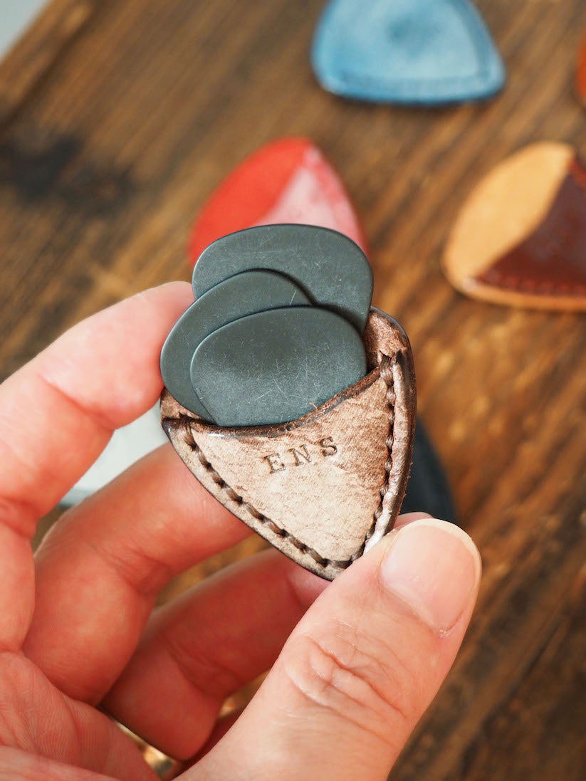 Personalized Teardrop Guitar Pick Holder #Ghost Brown | Handmade Leather Goods | Personalized Gifts | ES Corner