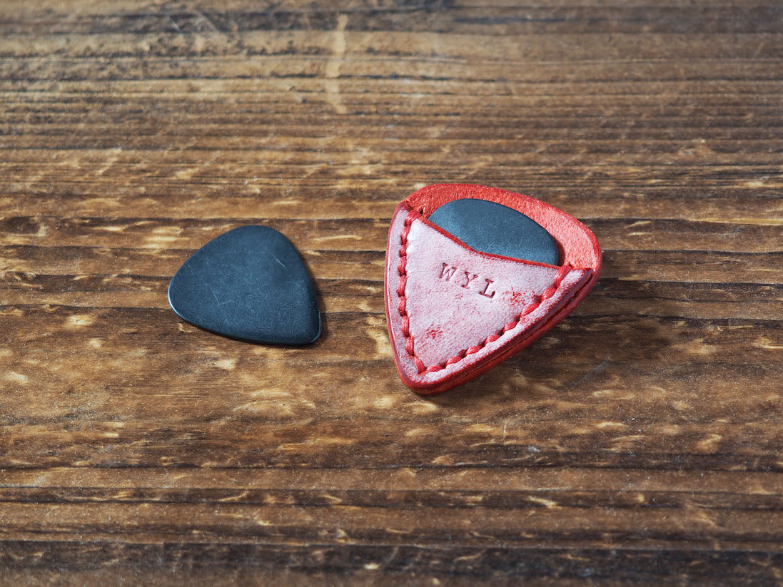 Personalized Teardrop Guitar Pick Holder #Ghost Red | Handmade Leather Goods | Personalized Gifts | ES Corner