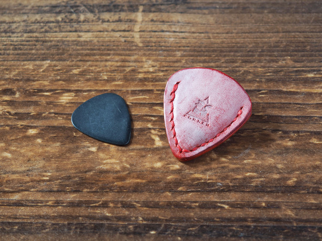 Personalized Teardrop Guitar Pick Holder #Ghost Red | Handmade Leather Goods | Personalized Gifts | ES Corner