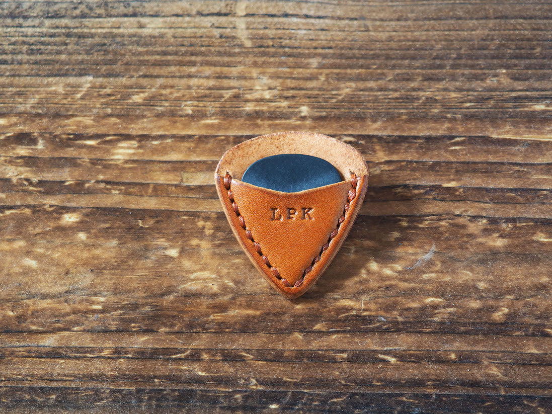 Personalized Teardrop Guitar Pick Holder #Honey Brown | Handmade Leather Goods | Personalized Gifts | ES Corner